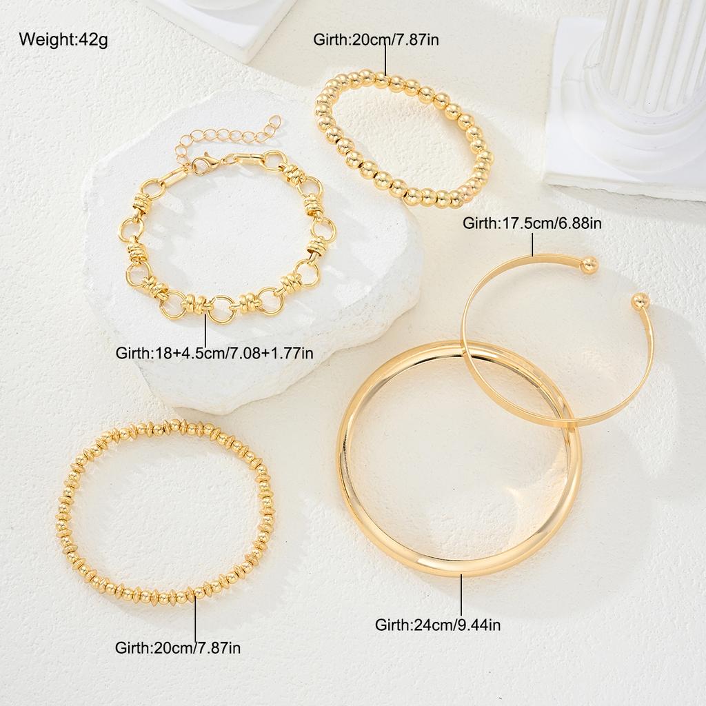 IF ME 5pcs Fashion Simple Bracelet Set for Women Boho Exaggerated Stackable Design CCB Bangles Dating Vacation Daily Wear Jewelry Gift