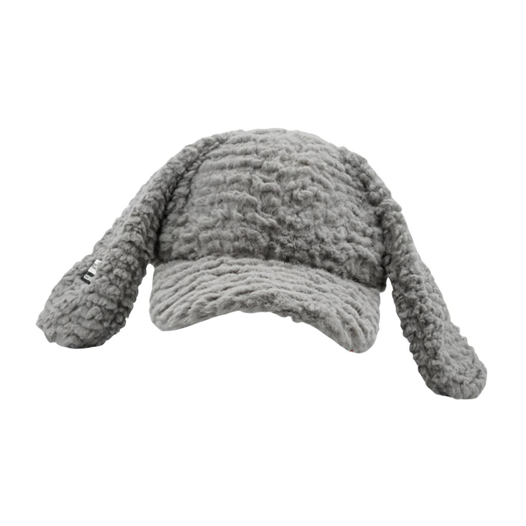 Winter Warm Cap Plush Hat with Rabbit Ears Soft Breathable Furry Baseball Hat Women Headdress Outdoor Activity Headgear