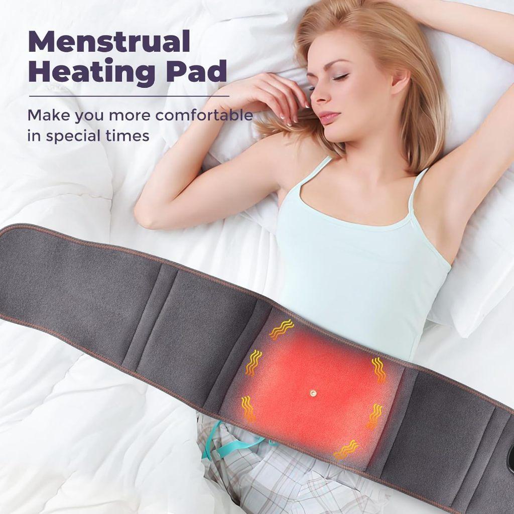 Cordless Lumbar Heating Pad 3 Heating & Vibration Modes Lower Back Massager Rechargeable Red Light Therapy Lumbar Support Belt