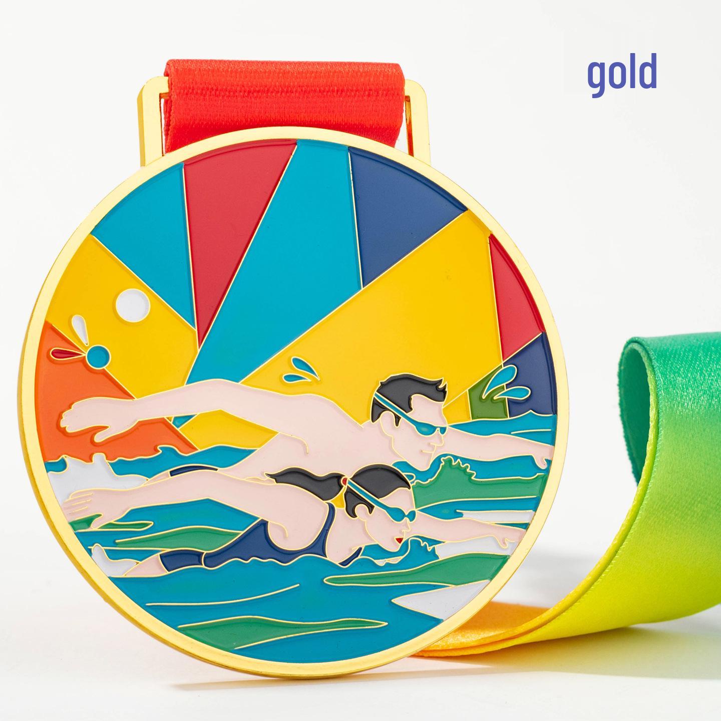 Custom Youth Swimming Medals: Champion, Gold, Silver, Bronze Plaques for Excellent Students in Summer Camps