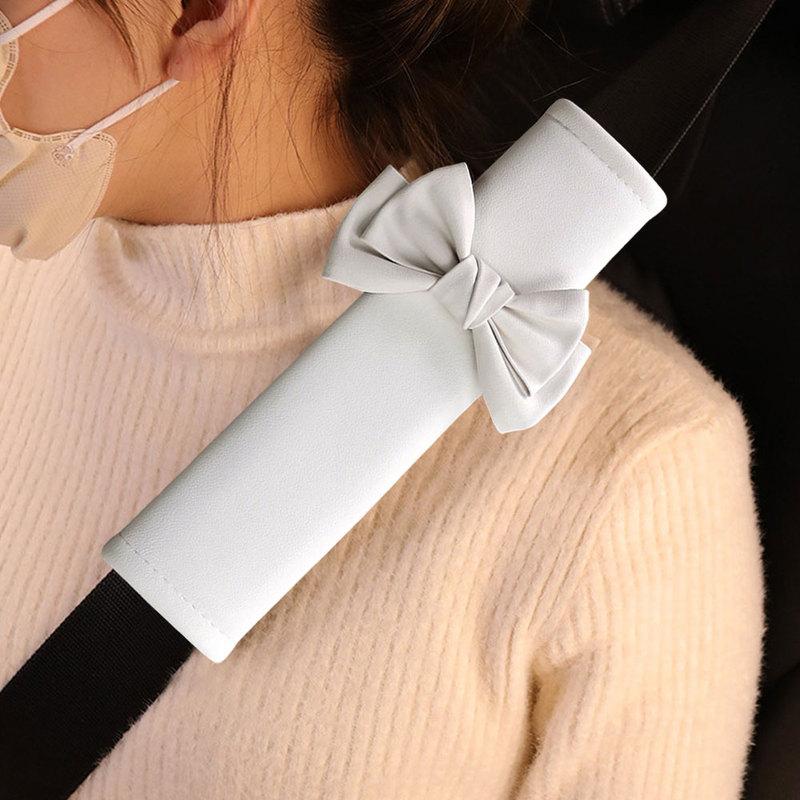 1pc Bow Tie Shoulder Pad Car Seat Belt Small Interior Decoration Protection Cartoon Creative Insurance Cover Car Accessories