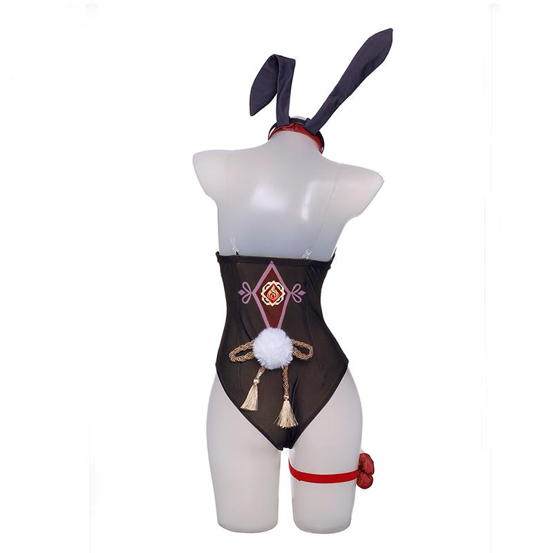 Hutao Bunny Girl Costume Genshin Impact Hutao Bunny Suit Sexy Women Jumpsuit Original Cosplay Costume Full Set