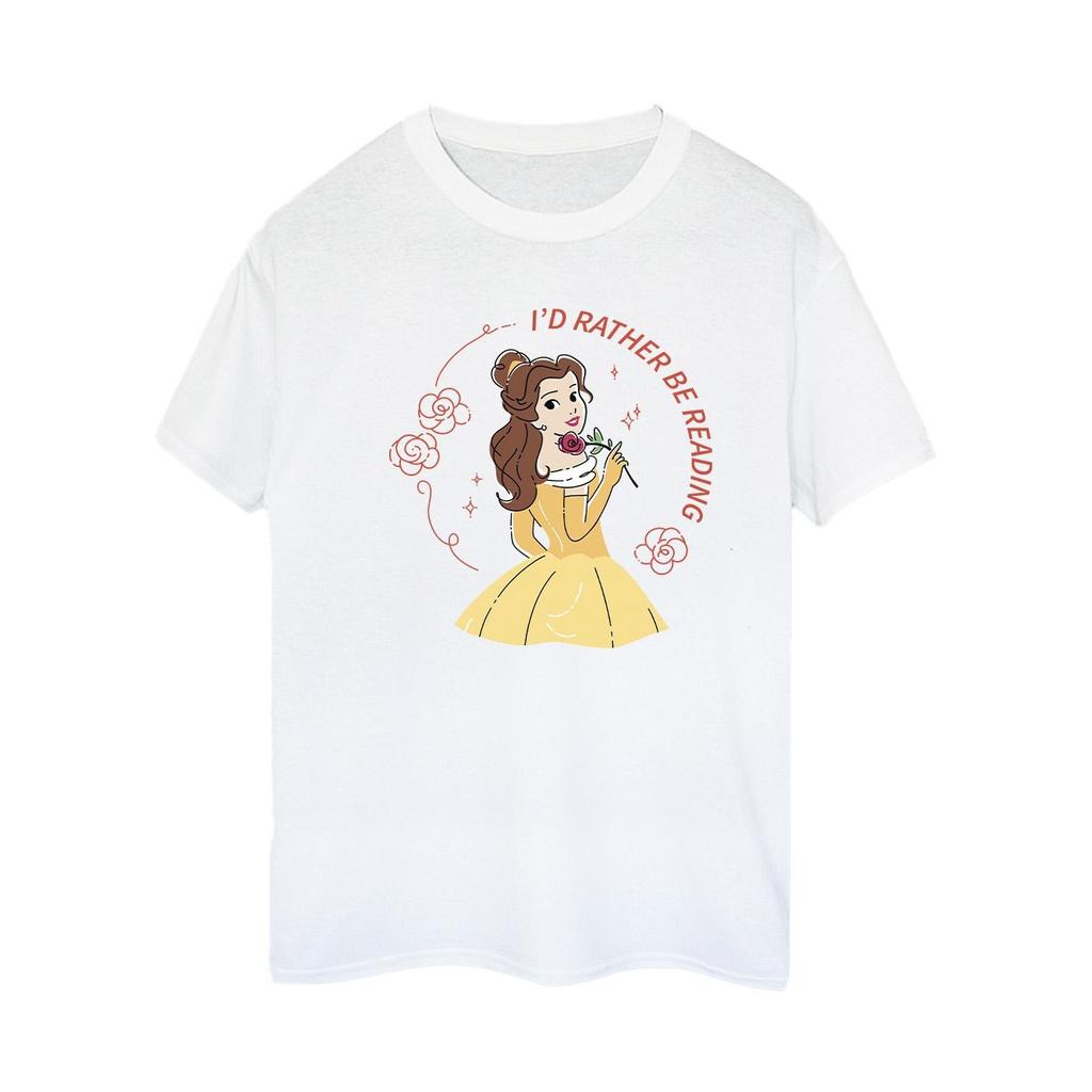 Disney Womens/Ladies Beauty And The Beast IÂ´d Rather Be Reading Cotton Boyfriend T-Shirt