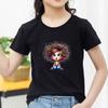 Kids Cotton T Shirt Sitting Girl With Colorful Hair Print Crew Neck Short Sleeve Tee Casual Boys Girls Summer Tops
