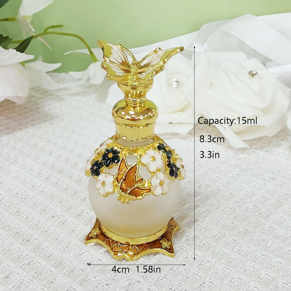 Vintage Perfume Bottle Empty, 15ML Butterfly Essential Oils Dropper Bottle Refillable Empty Container Decorative Glass Bottle