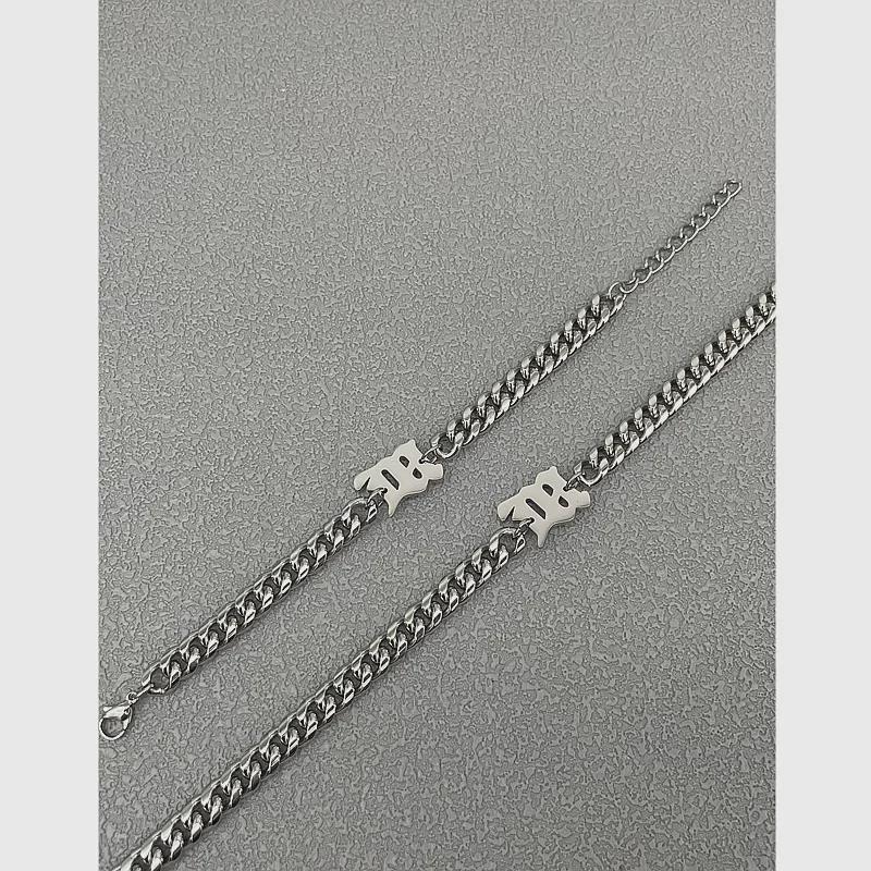 Gagge Modny Tytanowa Stal Hip-Hop Łańcuszek na Obojczyk i Gruba Bransoletka dla Mężczyzn i Kobiet