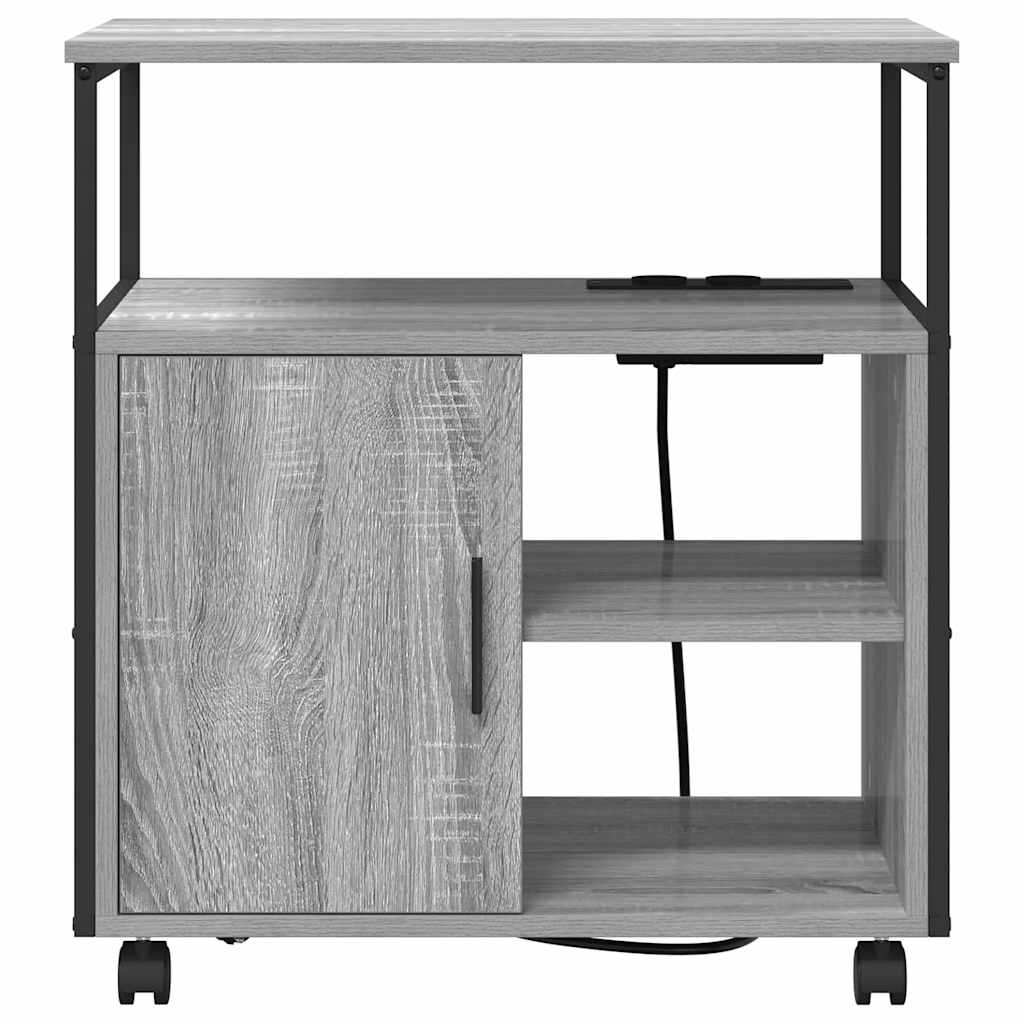 Cabinet with Charging Station and Wheels Grey Sonoma 61 x 46 x 67 cm