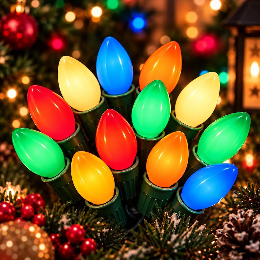 25FT C7 LED Christmas Lights Outdoor, Multicolor Vintage Style