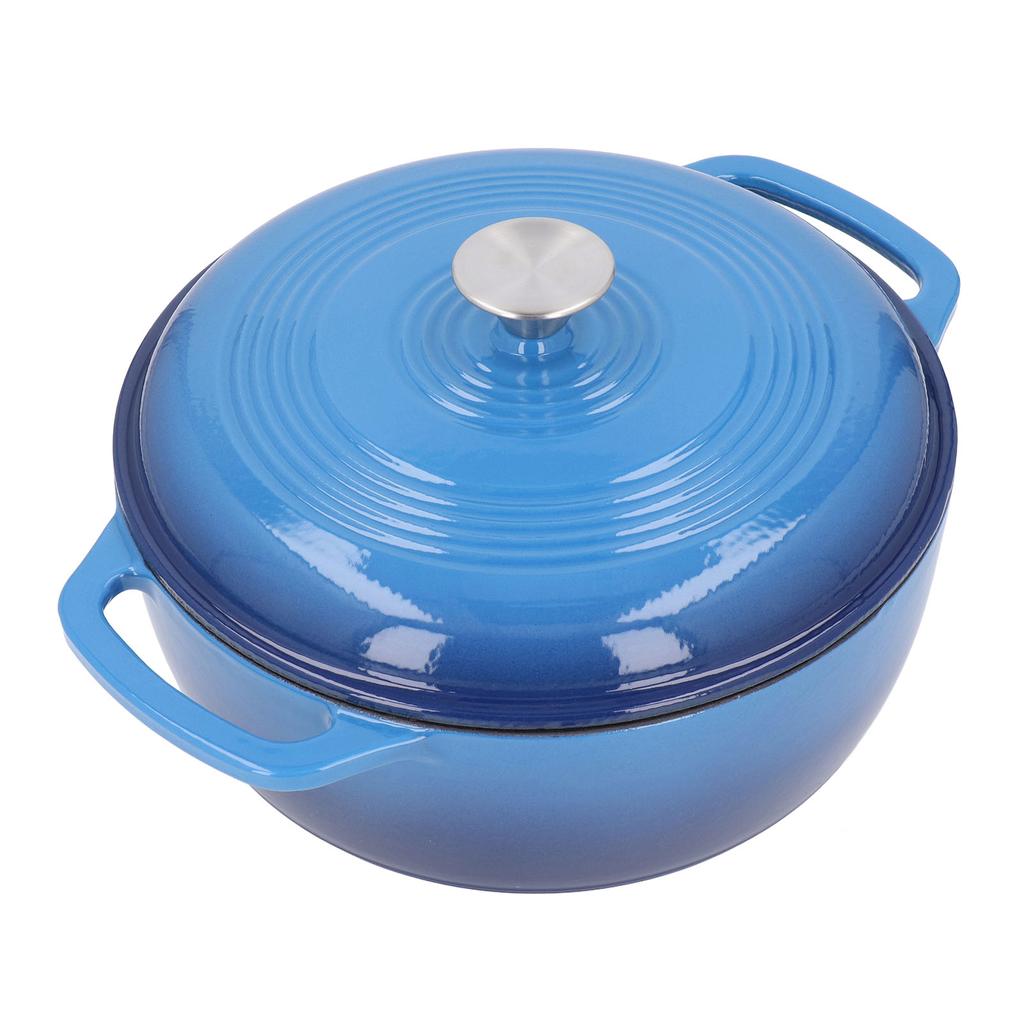 Pentola da Forno Smaltata Antiaderente Conservazione del Calore Doppio Manico Pentola Rotonda in Ghisa con Coperchio per