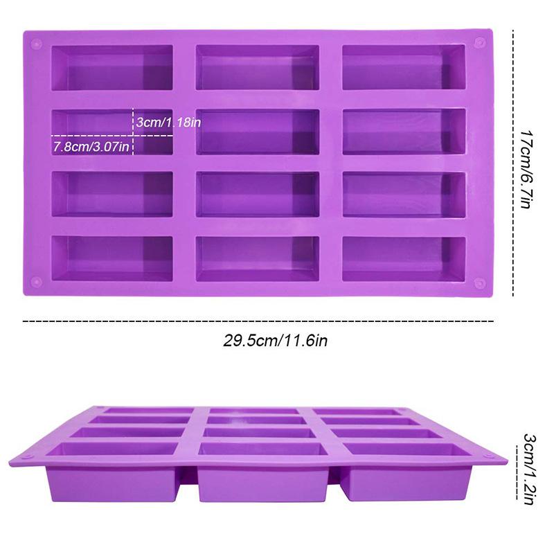 Random Color Granola Bar Mold Silicone Mold12-Cavity Rectangle Molds for Energy BarSilicone Baking Molds for Large Granola Bar