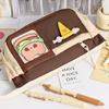 Cartoon Bear Retro Burger Color Blocked Pencil Bag Multi Functional Cute High Beauty Large Capacity Stationery Box Pencil Bag