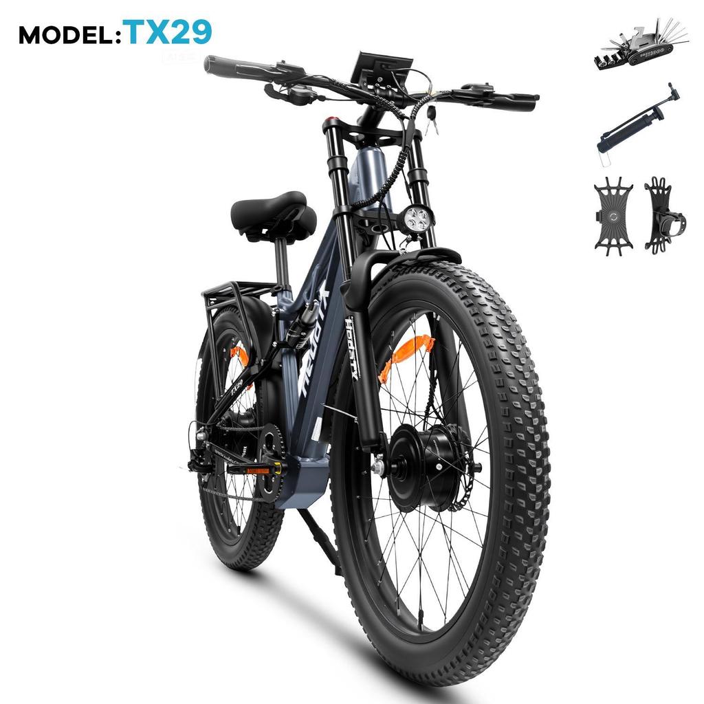 E-Bike TX29 2000W Doppelmotor 48V 19,2AH Akku, stoßdämpfender Rahmen aus Aluminiumlegierung, 27,5-Zoll Feinstreifenreifen, elektrisches Fahrrad für den urbanen Pendelverkehr.