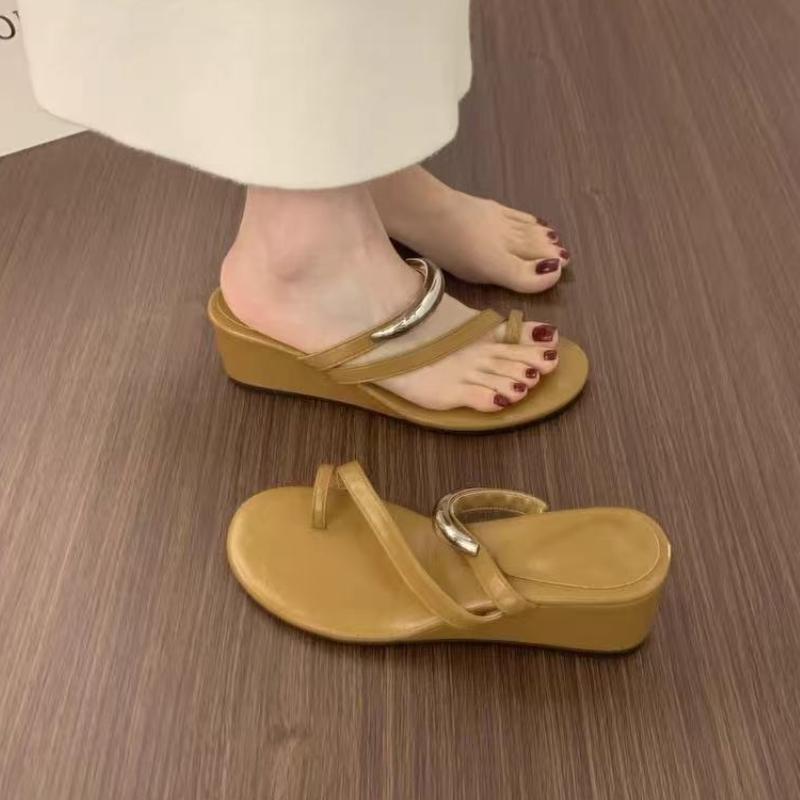 Fashion Summer Women Fashion Slippers Female Casual Clip Toe Wedges Heel Dress Slides Ladies Outdoor Beach Vacation Sandalias Shoes