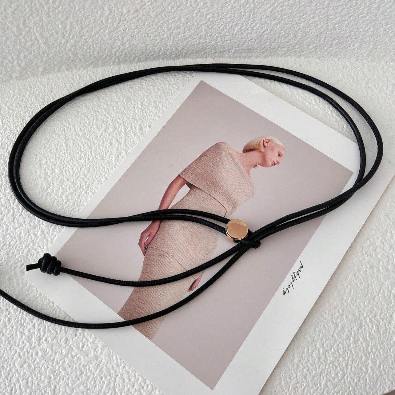 Dunne Riem Taille Damesjas Trui Pak Modieuze Decoratie Veelzijdig Verstelbaar Lange Riem Tailleketting 130CM zwart