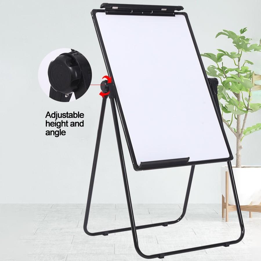 Magnetic Standing White Board Foldable Dual Sided Whiteboard Adjustable Height Notice Board 90x60cm