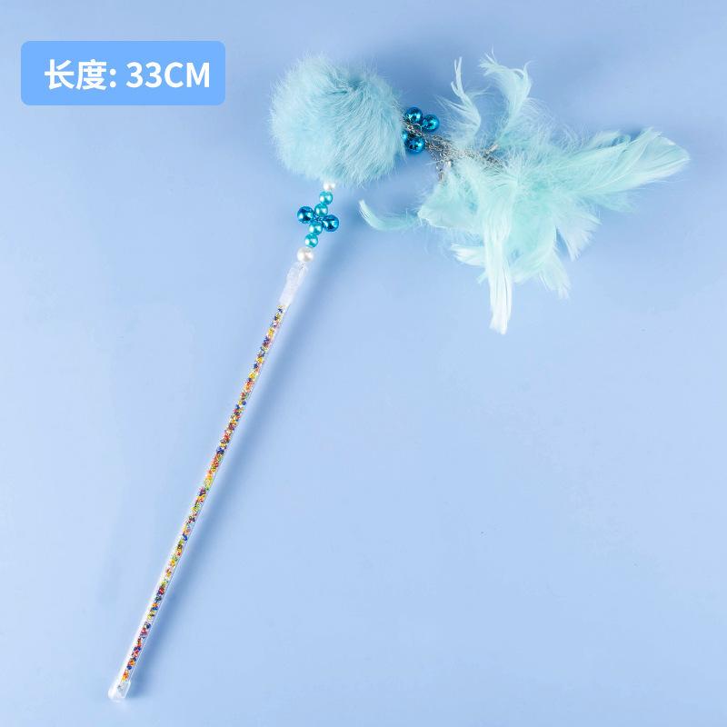 Tassel cat teaser wand, cat toy with feathers and bells, fairy cat teaser for boredom relief, interactive pet cat toy supplies