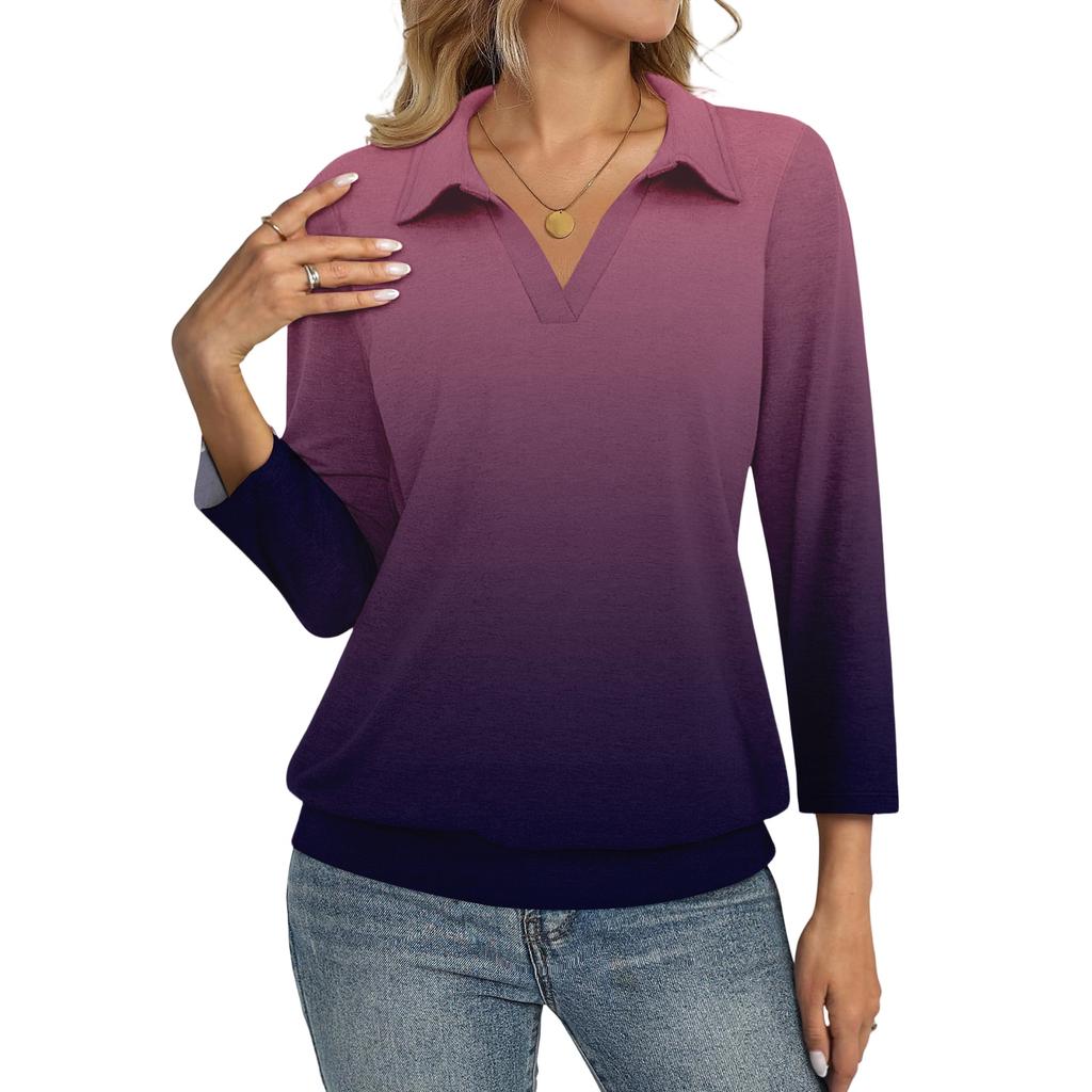 Women's Fashionable Casual Gradient Printed Top