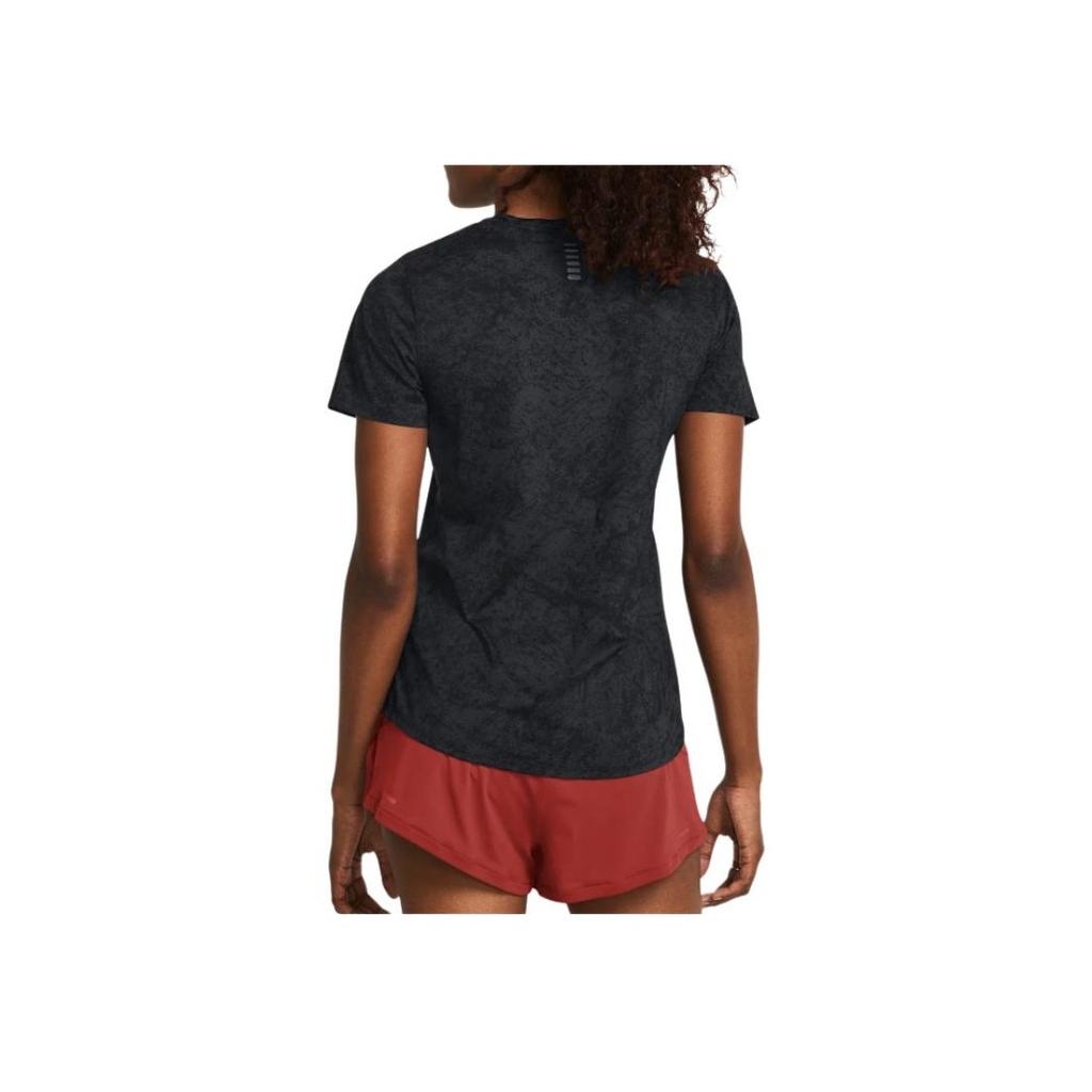 Under Armour Launch Elite Solid Color Crew Neck Short Sleeve T-Shirt Women Tops Black 1383365-002