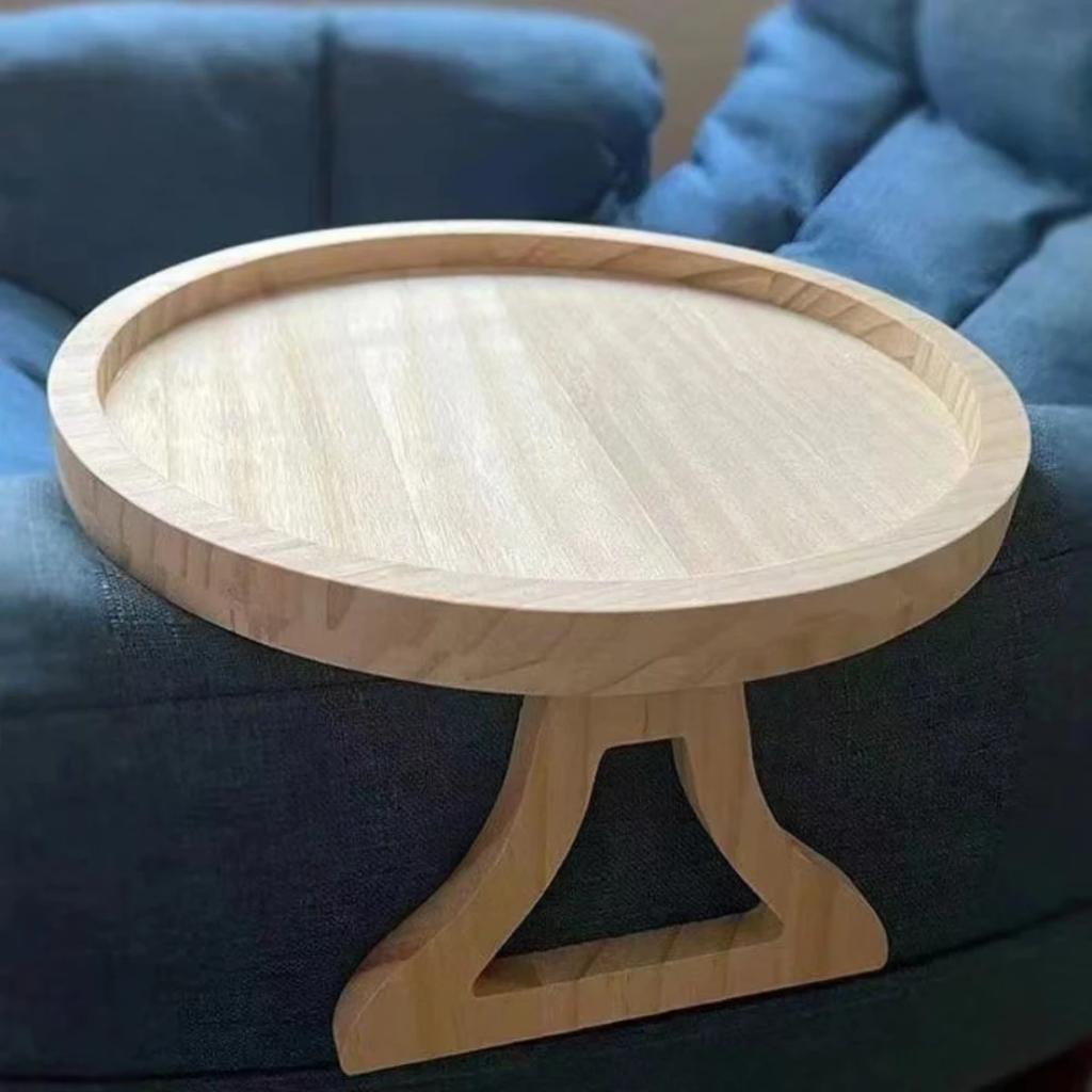 2026 Wooden Sofa Armrest Tray Circular Clip on Breakfast Tray Home Use Foldable Sofa Side Table Snack Integrated Storage Tray