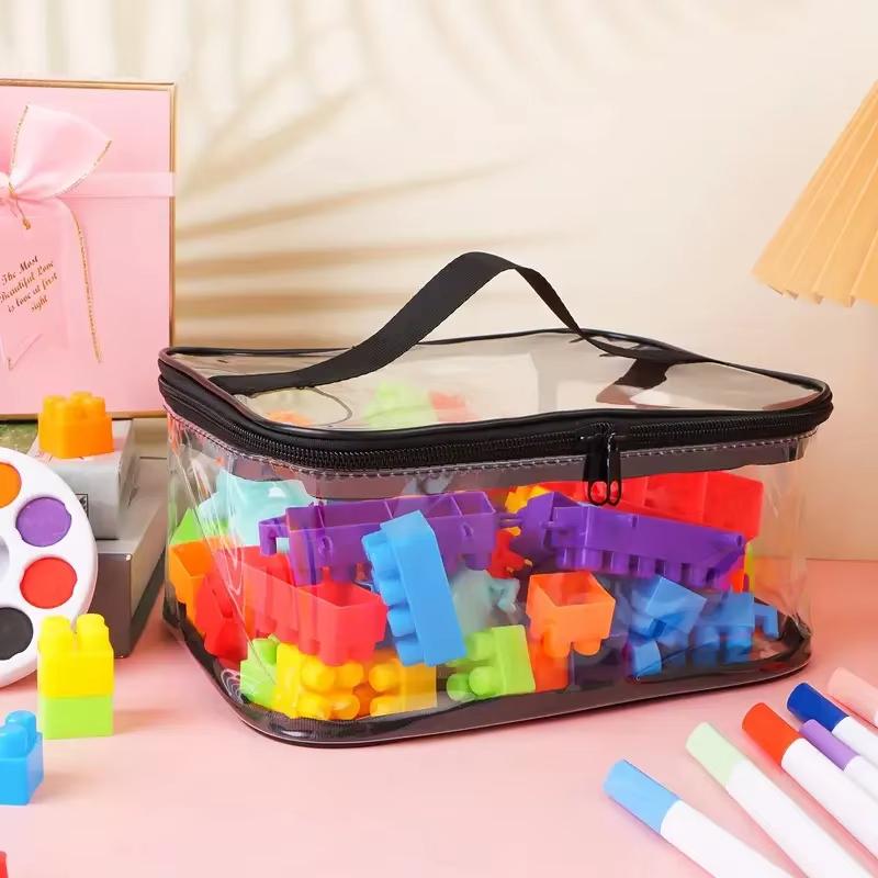 Transparent Pvc Mesh Zipper Toy Storage Bag Large Capacity Puzzle And Block Organizer Toy And Building Block Storage