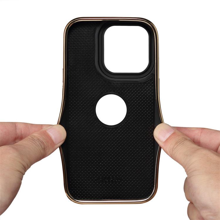 Denior Apple 15Pro leather sticker mobile phone case iPhone14ProMax crocodile pattern electroplating protective case