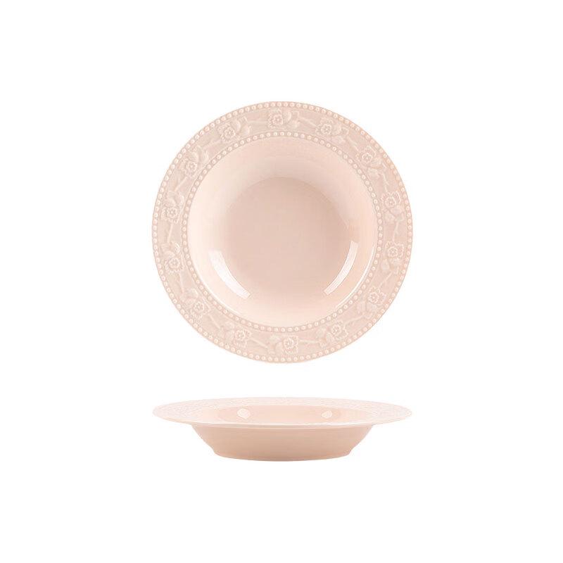 KANGMO Embossed Rose Ceramic Plate