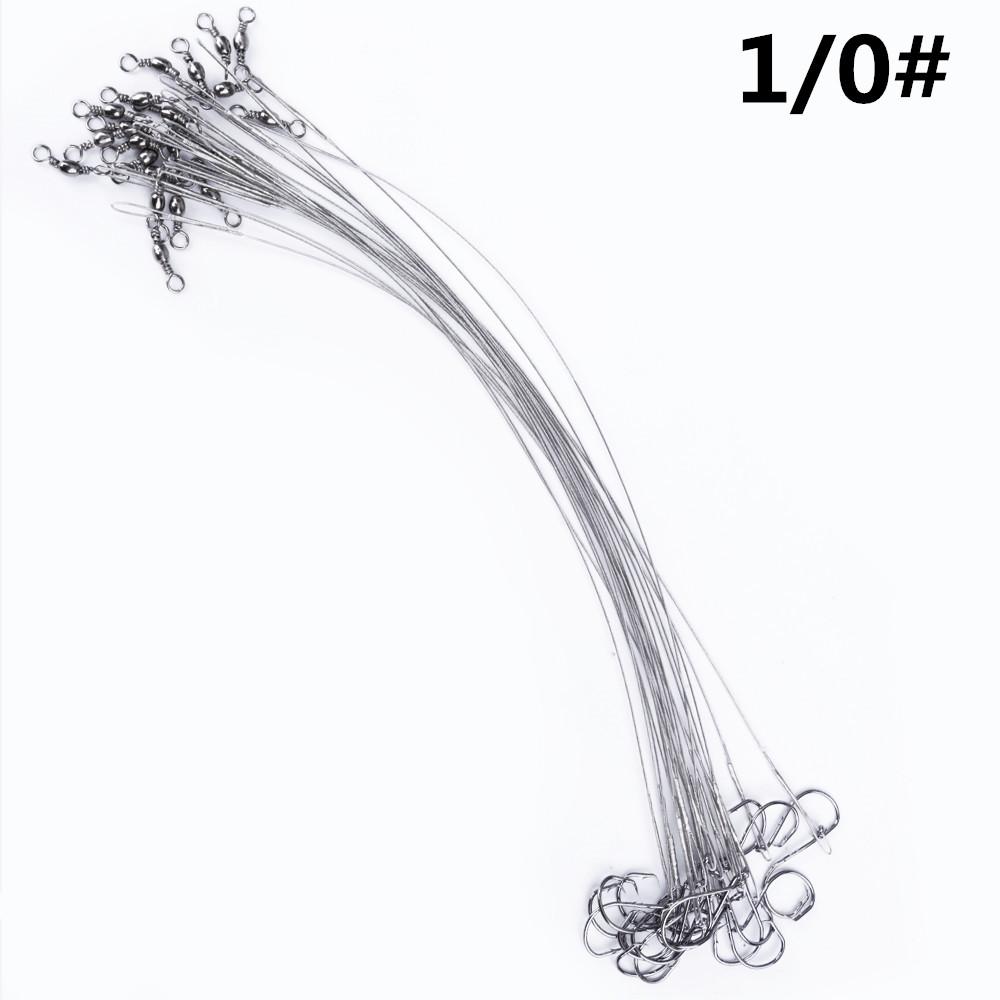 

FISHKING 20 шт. 16/20/25 см, поводки из стальной проволоки против укуса, поводки для рыбалки 50 фунтов с поворотными аксессуарами для рыболовных приманок, щука, окунь 23cm-1/0#