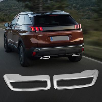 2 STÜCKE ABS Chrom Heck Auspuff Abdeckung Zierleiste Passend Für Peugeot 3008 5008 2017- 2018