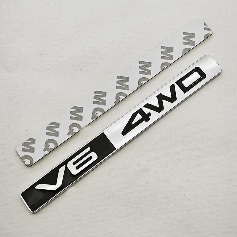 3D Metaal Auto Styling V6 4WD Logo Achterklep Badge Zijspatbord Embleem Sticker Auto Carrosserie Auto Exterieur Accessoires