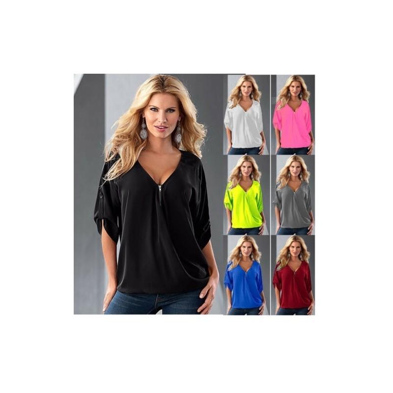 Relaxed Fit Polyester Long Sleeve Vneck Shirt For Women With Spliced Pattern Perfect For Spring