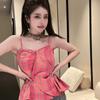 Summer Korean Version of Fashion Hottie Slim and Thin Contrasting Color Plaid Sling Vest Pure Lust Sexy Versatile Top Women