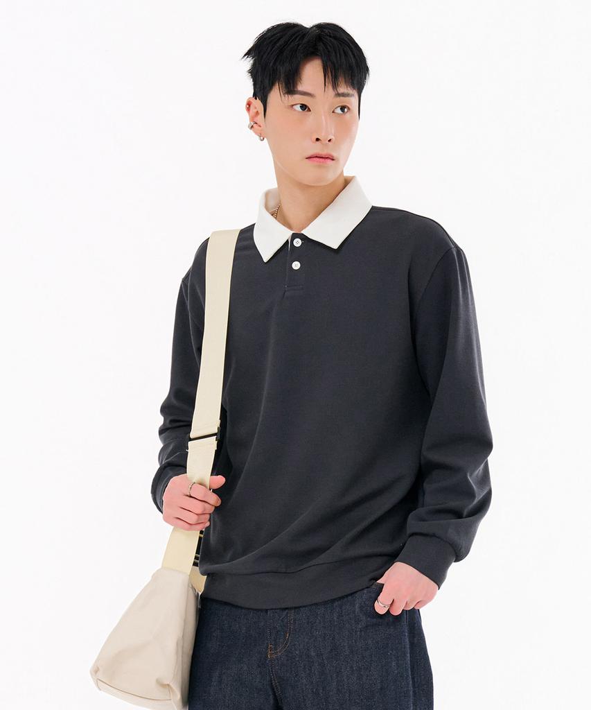 Chase Cult Men'S Collared Contrast Sweatshirt-Fark5116B0L