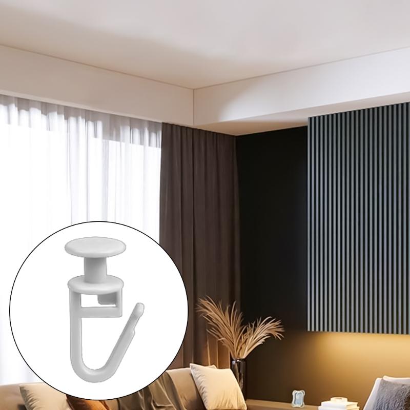 Curtain Track Hook Curtain Rails Ceiling Gliders Set 100Pcs Lockable Folding Hanging Hook and 6Pcs Drape Rails Stoppers