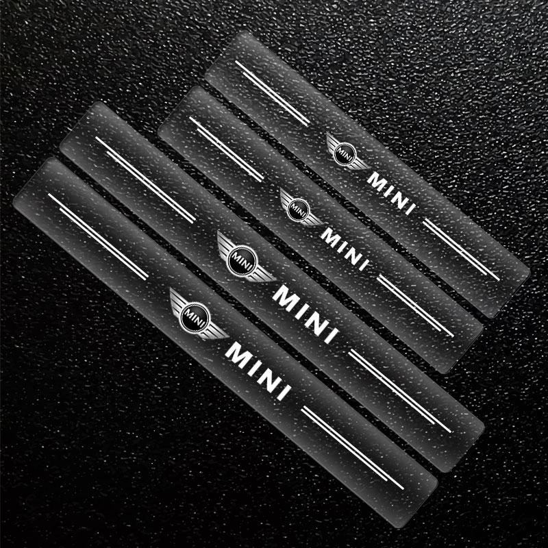 4Pcs Car Threshold Strip Transparent Sticker Decorative Badge For MINI F54 F55 F56 R56 R60 SONE Roadster Clubman Coupe