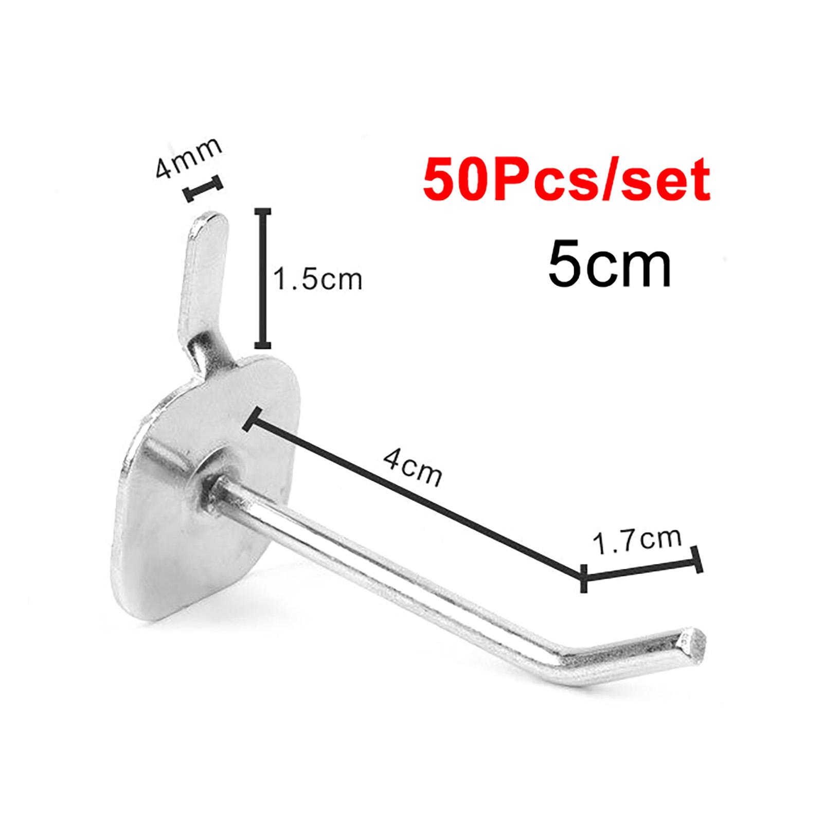

50Pcs/set Wall Hooks Slot Board Hooks Tool Rack Hooks Diameter Perforated Board Shelf Hook for Home, Store Metal Slat Shelves as shown