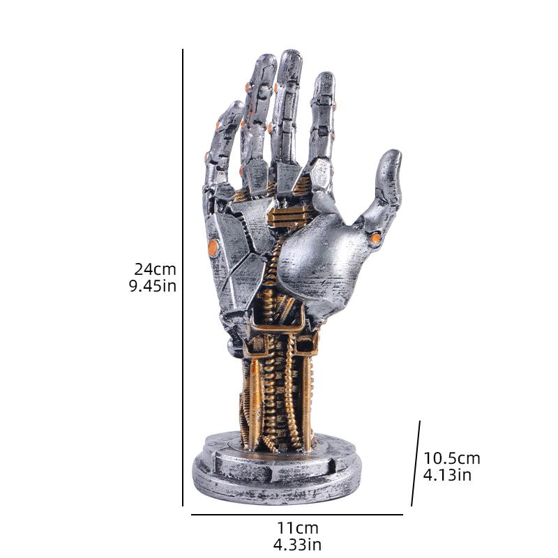 

Cyberpunk Mechanical Arm Resin Robot Hand Sculpture – Headset & Gamepad Phone Holder, Desktop Decoration