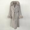 Woman Trend 2024 Autumn Winter 100% Double-sided Wool Coat Ladies Real Fox Fur Collar Detachable Long Coat