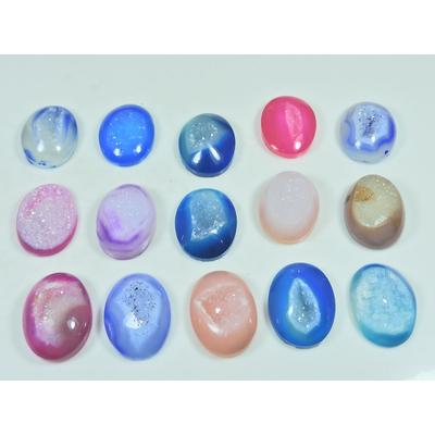15X20MM Natural Window Druzy Agate Oval Cabochon Loose Gemstone 15 Pcs Lot C-3704