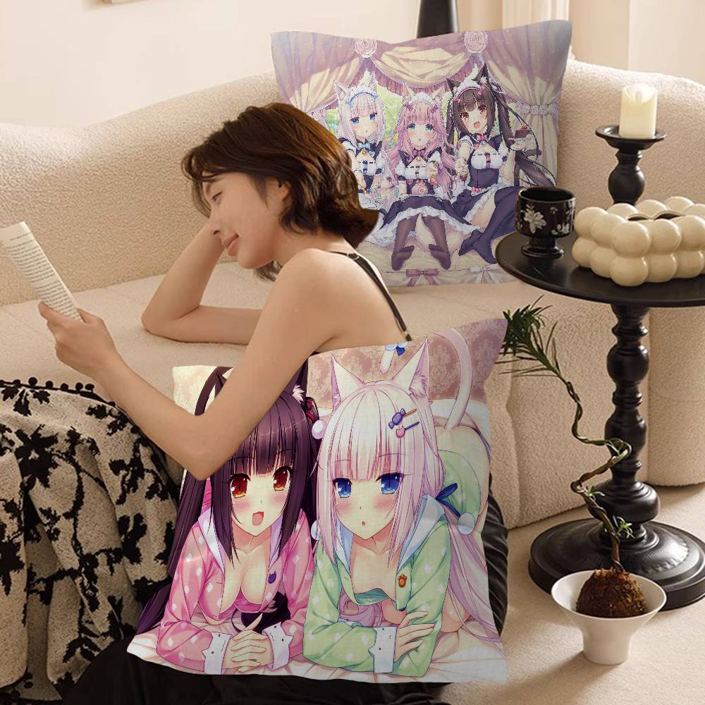 Cartoon Nekopara Pillow Anime Pillow Sofa Bed Head Pillow Cover Cushion Cover 45x45 Cm Fashion