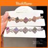 18k Gold Plated Clover Bracelet With Zircon Flowers For Women Elegant Jewelry Gift