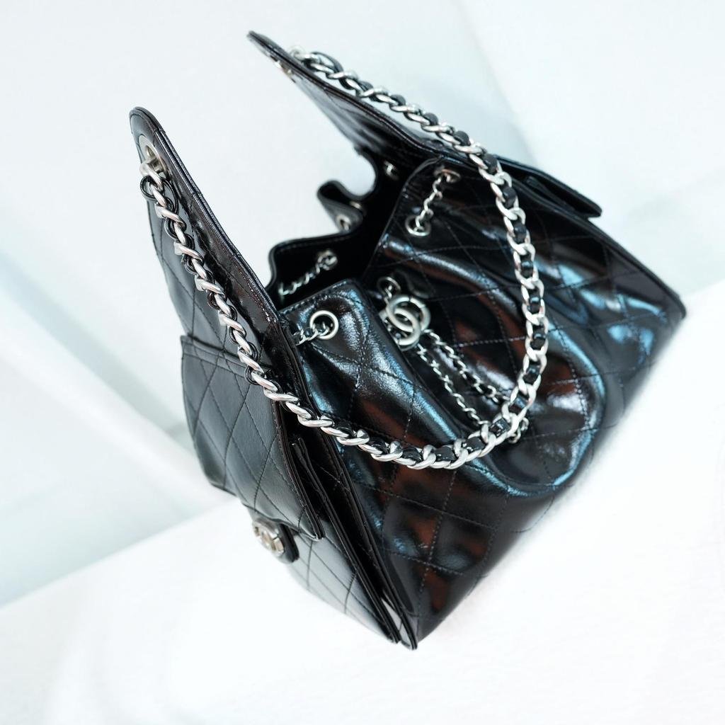 Caviar Hobo Drawstring Bucket Bag: Quilted Chain Shoulder Light Luxury Coco Style Suede