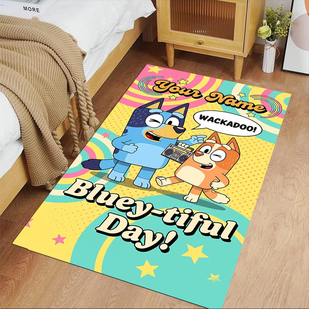 Bluey Personalized Text Carpet Perfect for Dormitory Outdoor Living Rooms Game Room Anti-slip Rug Office Home Decor