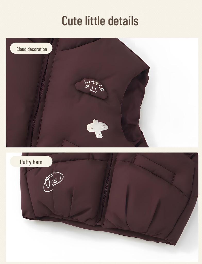Children's Autumn & Winter Korean Style Stand Collar Unisex Vest - Thickened and Stylish