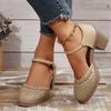 Fashion Genuine Leather Women Sandals Soft Comfort Summer Shoes Thick Heels Non-slip Women Shoes 2025 Hollow Sandals Large Size