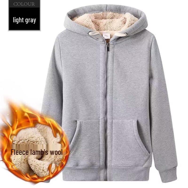 Unisex Fleece-Lined Autumn/Winter Hoodie, Couple Style, Loose Fit, Zippered Cardigan for All Ages 4XL
