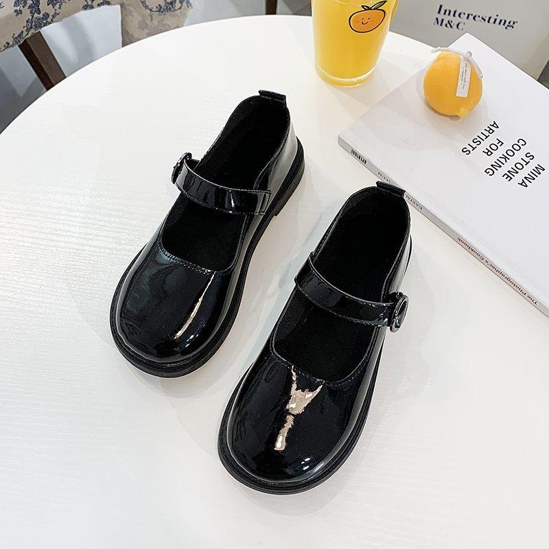 

Весенне-осенние туфли Лолиты с пряжкой, туфли Мэри Джейн из лакированной кожи, женская обувь на плоской подошве на плоской подошве для девочек, размер 40 чёрный