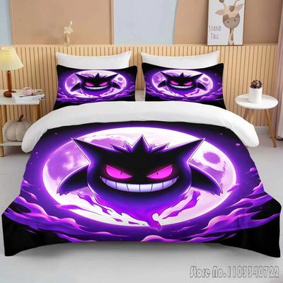 Anime Pokemon Gengar 3D Printed Child Bedding Set Baby Duvet Cover Sets Bedclothes Twin Single King Kids Adult Gift