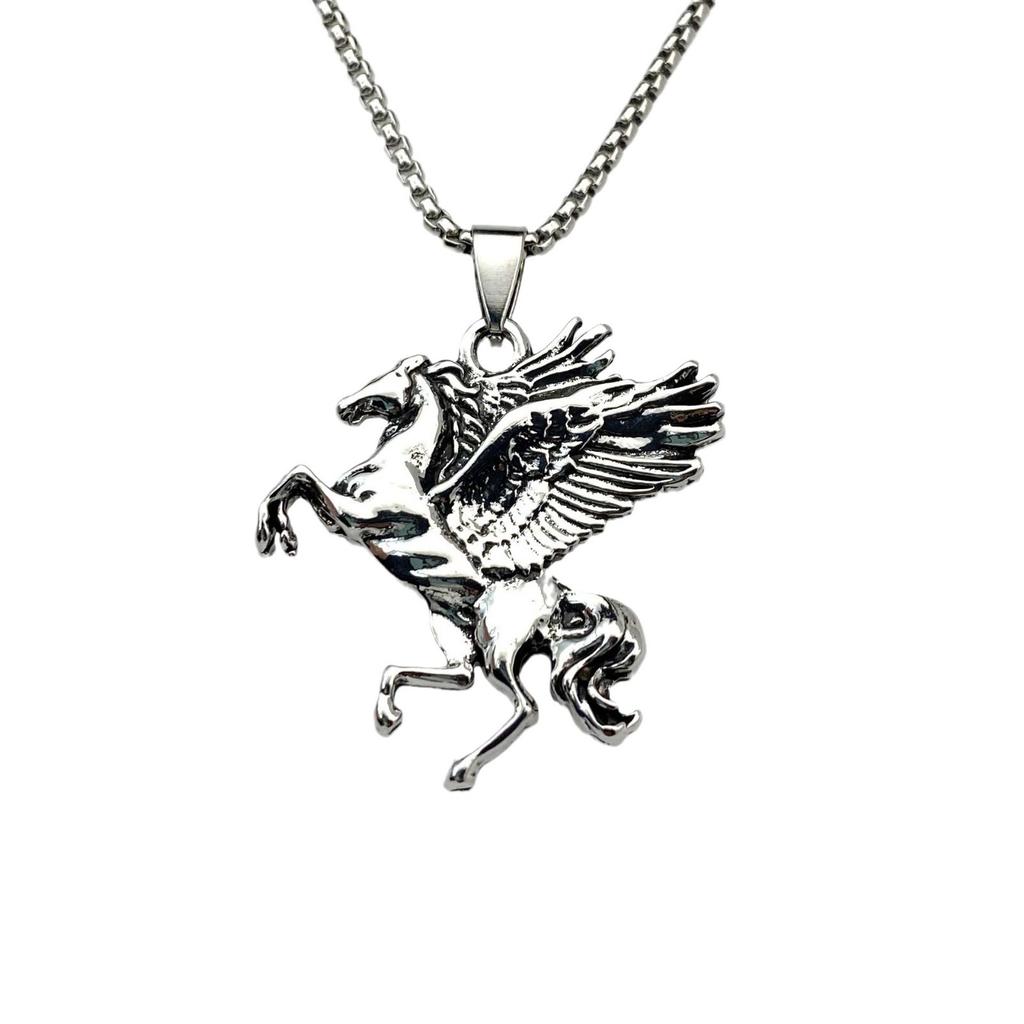 With Pegasus Alloy Pendant, Boys' Titanium Steel Necklace, Personalized Sweater Chain