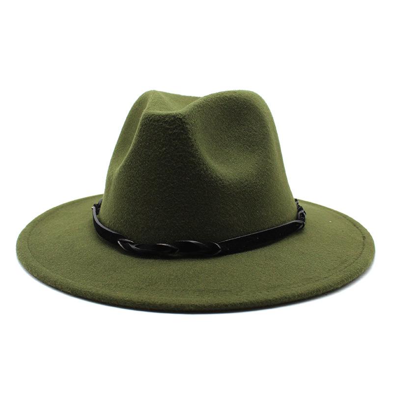 Seasonal Big Eaves Hat Flat Edge Top Hat Men'S And Women'S Woolen Jazz Hat Lmn172