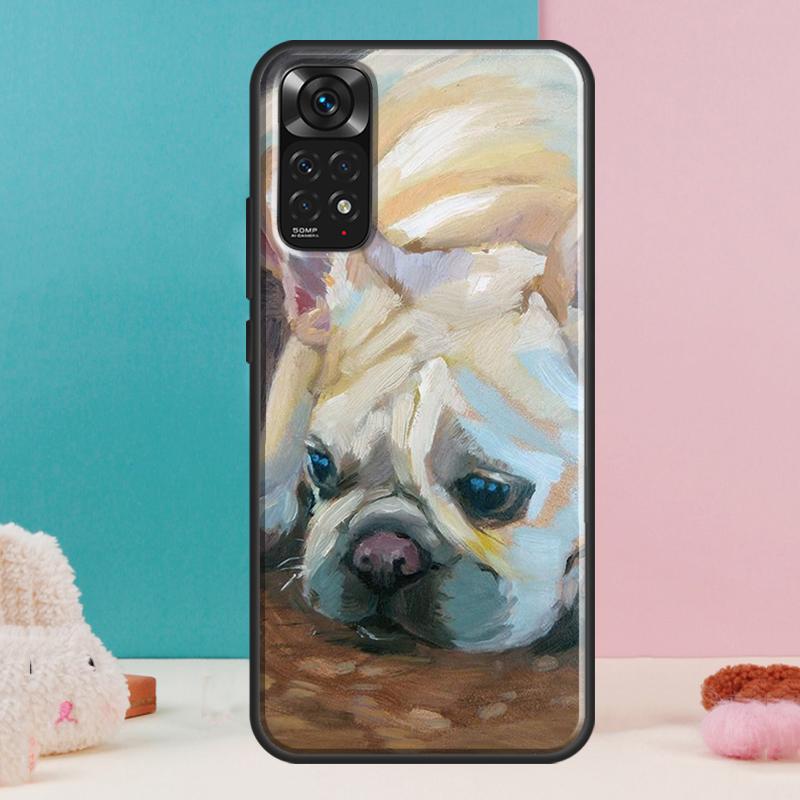 Watercolor French Bulldog Painting Case For Xiaomi Redmi Note 13 Pro 14 12 11 9 10 9S 10S 11S 12S Redmi 14C 13C 10C 12C Cover